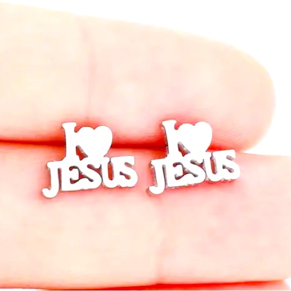 Jewelry - I love Jesus silver stainless steel earrings